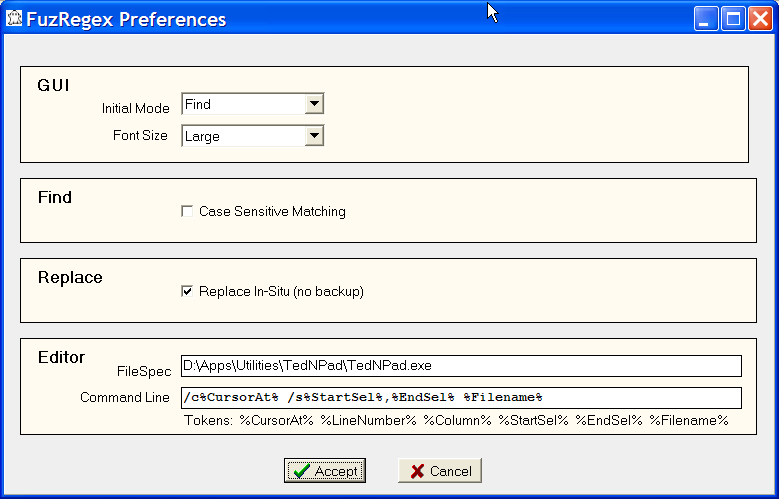 screenshot of preferences needed to connect to TED Notepad